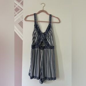 American Eagle Blue and White Striped Romper